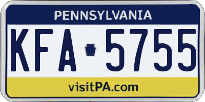 PA license plate KFA5755