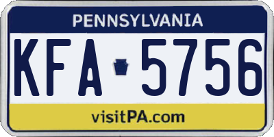 PA license plate KFA5756