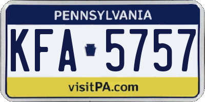 PA license plate KFA5757