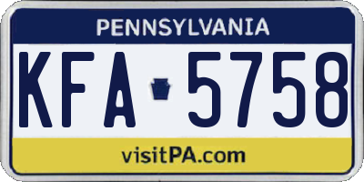 PA license plate KFA5758