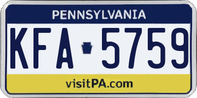 PA license plate KFA5759