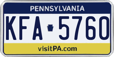 PA license plate KFA5760