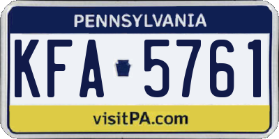 PA license plate KFA5761
