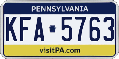 PA license plate KFA5763