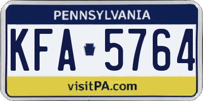 PA license plate KFA5764