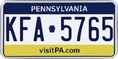 PA license plate KFA5765