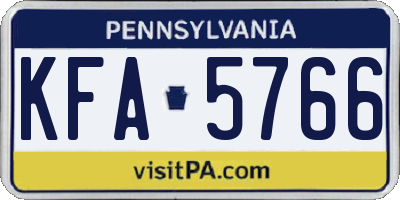 PA license plate KFA5766