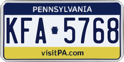 PA license plate KFA5768