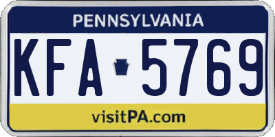 PA license plate KFA5769