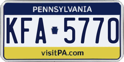 PA license plate KFA5770