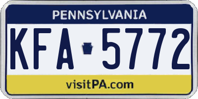PA license plate KFA5772