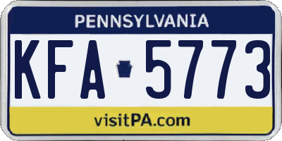 PA license plate KFA5773
