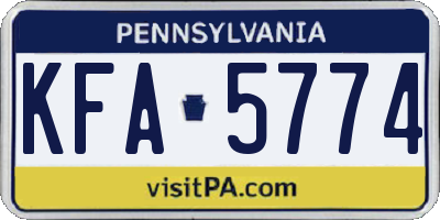 PA license plate KFA5774