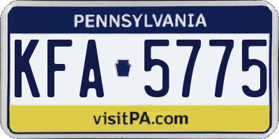 PA license plate KFA5775