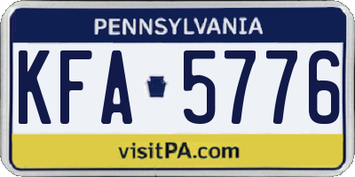 PA license plate KFA5776