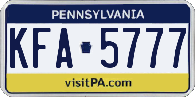 PA license plate KFA5777