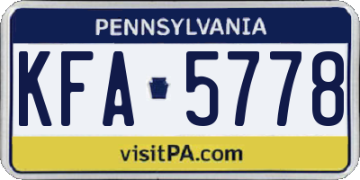 PA license plate KFA5778