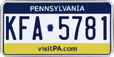 PA license plate KFA5781