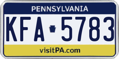 PA license plate KFA5783
