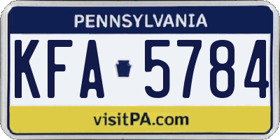 PA license plate KFA5784