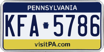 PA license plate KFA5786
