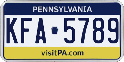 PA license plate KFA5789