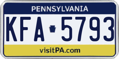 PA license plate KFA5793