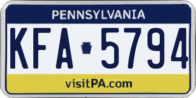 PA license plate KFA5794