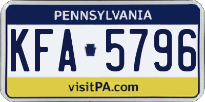 PA license plate KFA5796