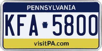 PA license plate KFA5800