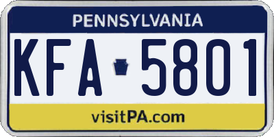 PA license plate KFA5801
