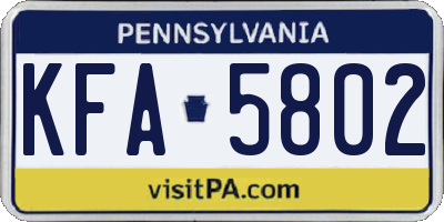 PA license plate KFA5802