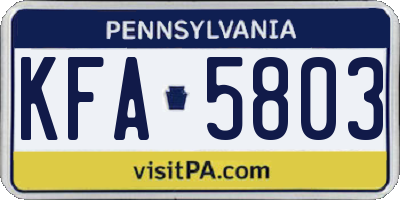 PA license plate KFA5803