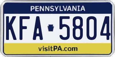 PA license plate KFA5804