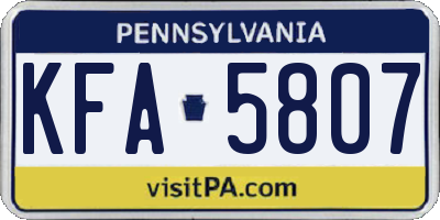 PA license plate KFA5807