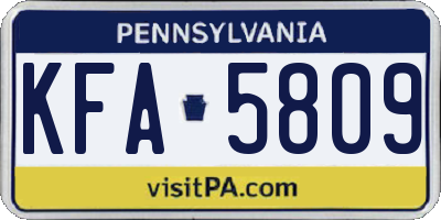 PA license plate KFA5809