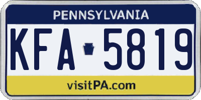 PA license plate KFA5819