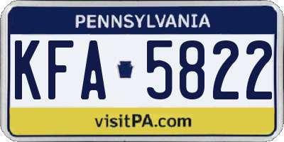 PA license plate KFA5822