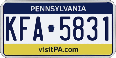 PA license plate KFA5831