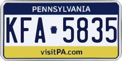 PA license plate KFA5835