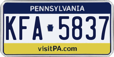 PA license plate KFA5837