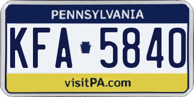 PA license plate KFA5840