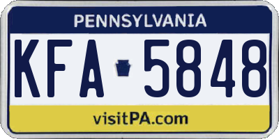 PA license plate KFA5848