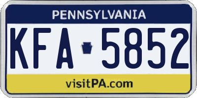 PA license plate KFA5852