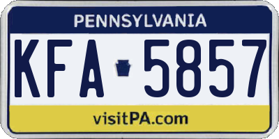 PA license plate KFA5857