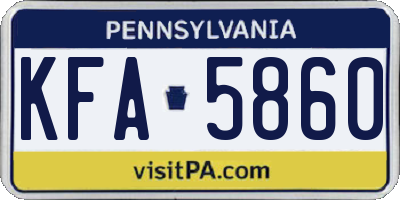 PA license plate KFA5860