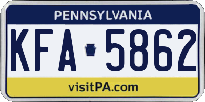 PA license plate KFA5862