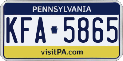 PA license plate KFA5865