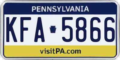 PA license plate KFA5866