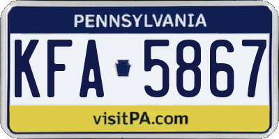 PA license plate KFA5867